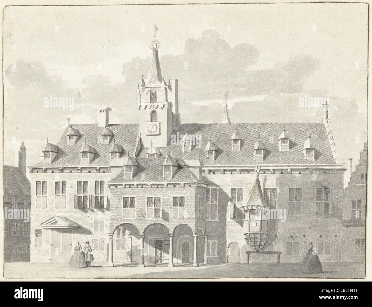Het stadhuis van Gorinchem The Town Hall of Gorinchem Object Type: drawing Object number: RP-T-1892-A-2501 Manufacturer :  draftsman: Cornelis Pronk Date: 1701 - 1759 Physical characteristics: brush in gray material: paper Technique: brush dimensions: h 152 mm × W 200 mmToelichtingZie also RP-T-1894-A-2904. For picture based on this drawing refer to RP-P-AO-14-18A-6. Subject: names of cities and villages (with NAME) town hall where: Town Hall Stock Photo