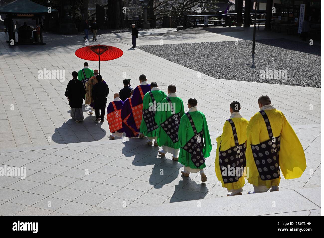Th row of priests in Narita-san temple,Japan Stock Photo