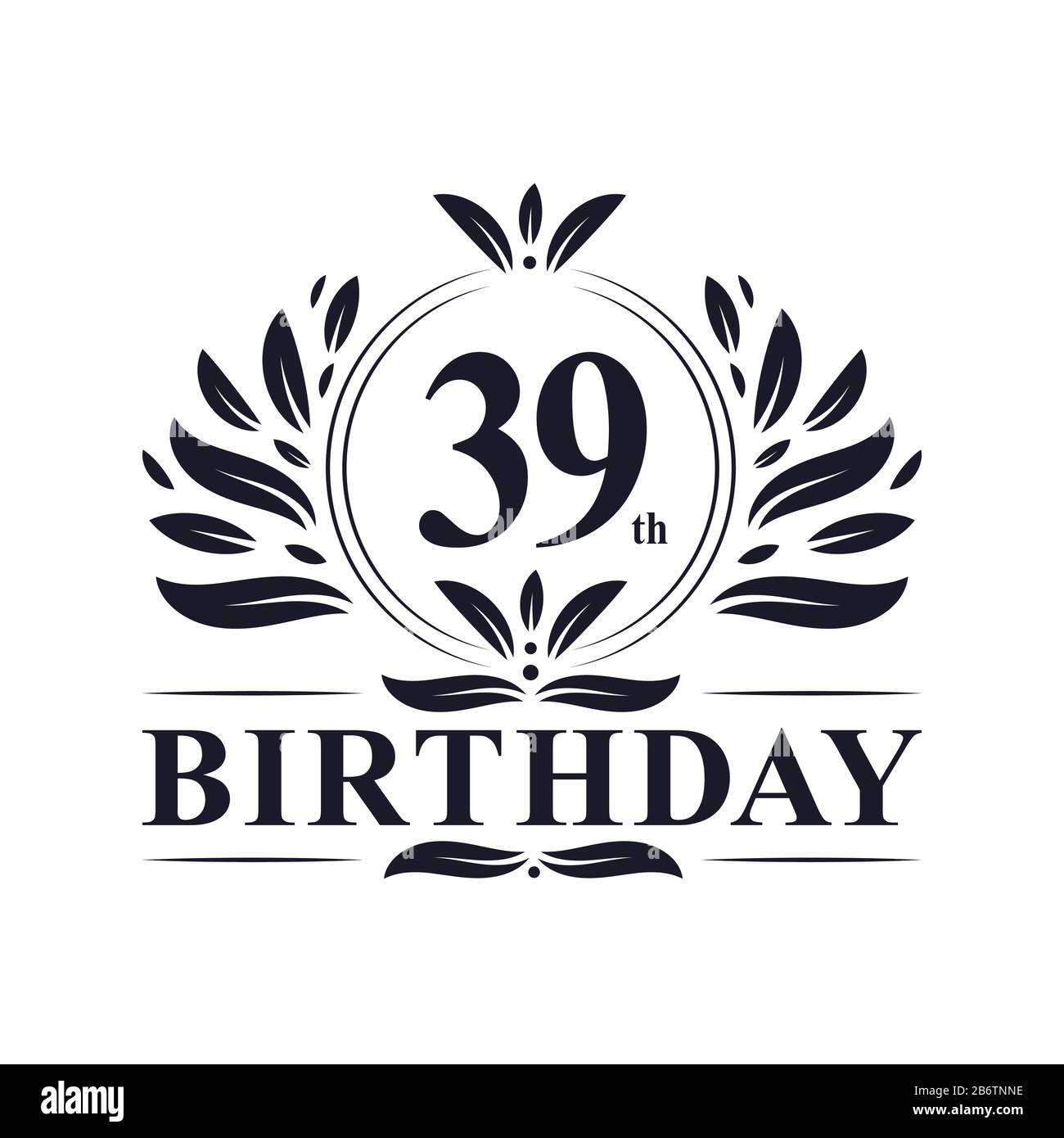 39th Birthday celebration, luxury 39 years Birthday logo design Stock ...