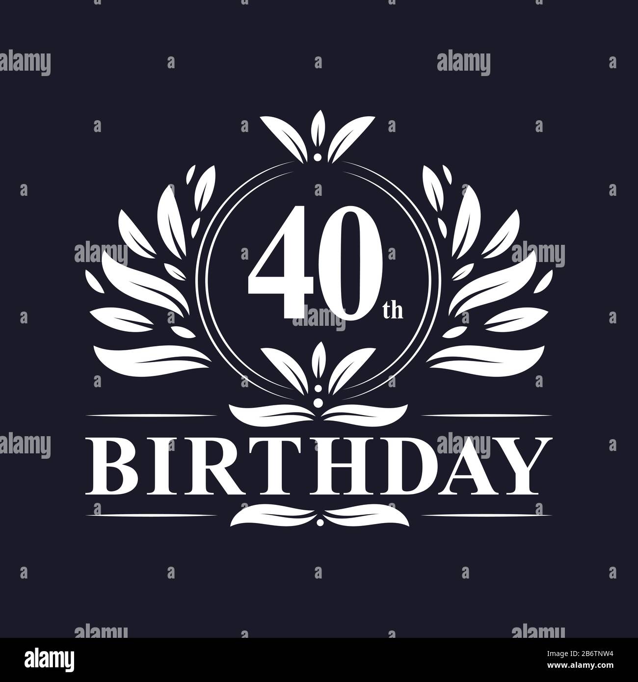 40th Birthday celebration, luxury 40 years Birthday logo design. Stock Vector