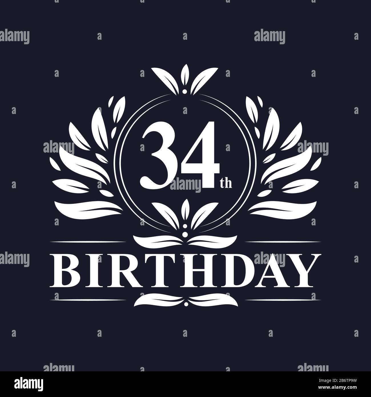34th Birthday celebration, luxury 34 years Birthday logo design Stock Vector Image & Art - Alamy