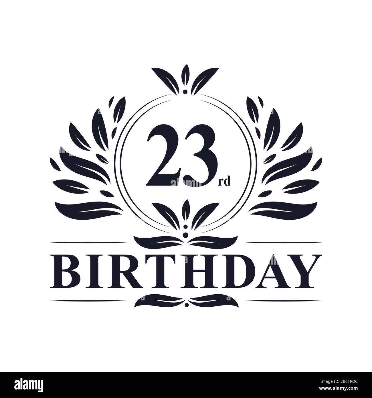 23rd Birthday celebration, luxury 23 years Birthday logo design Stock