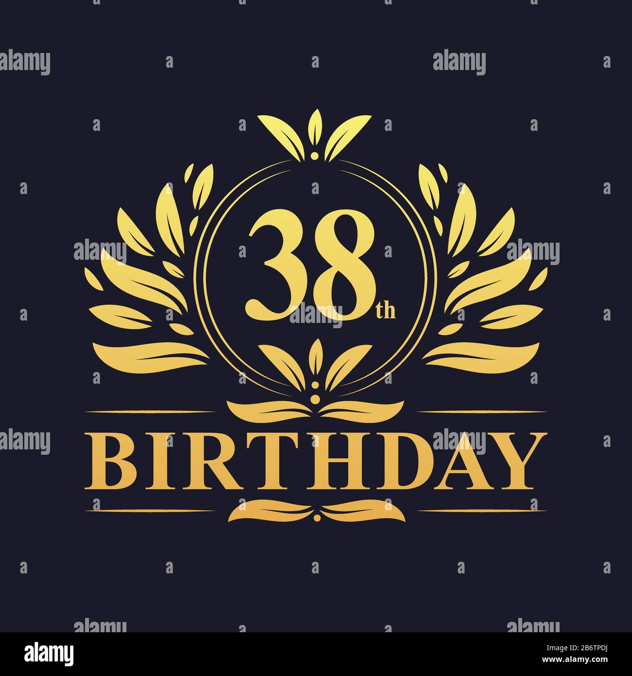 38th Birthday Design Luxurious Golden Color 38 Years Birthday Celebration Stock Vector Image