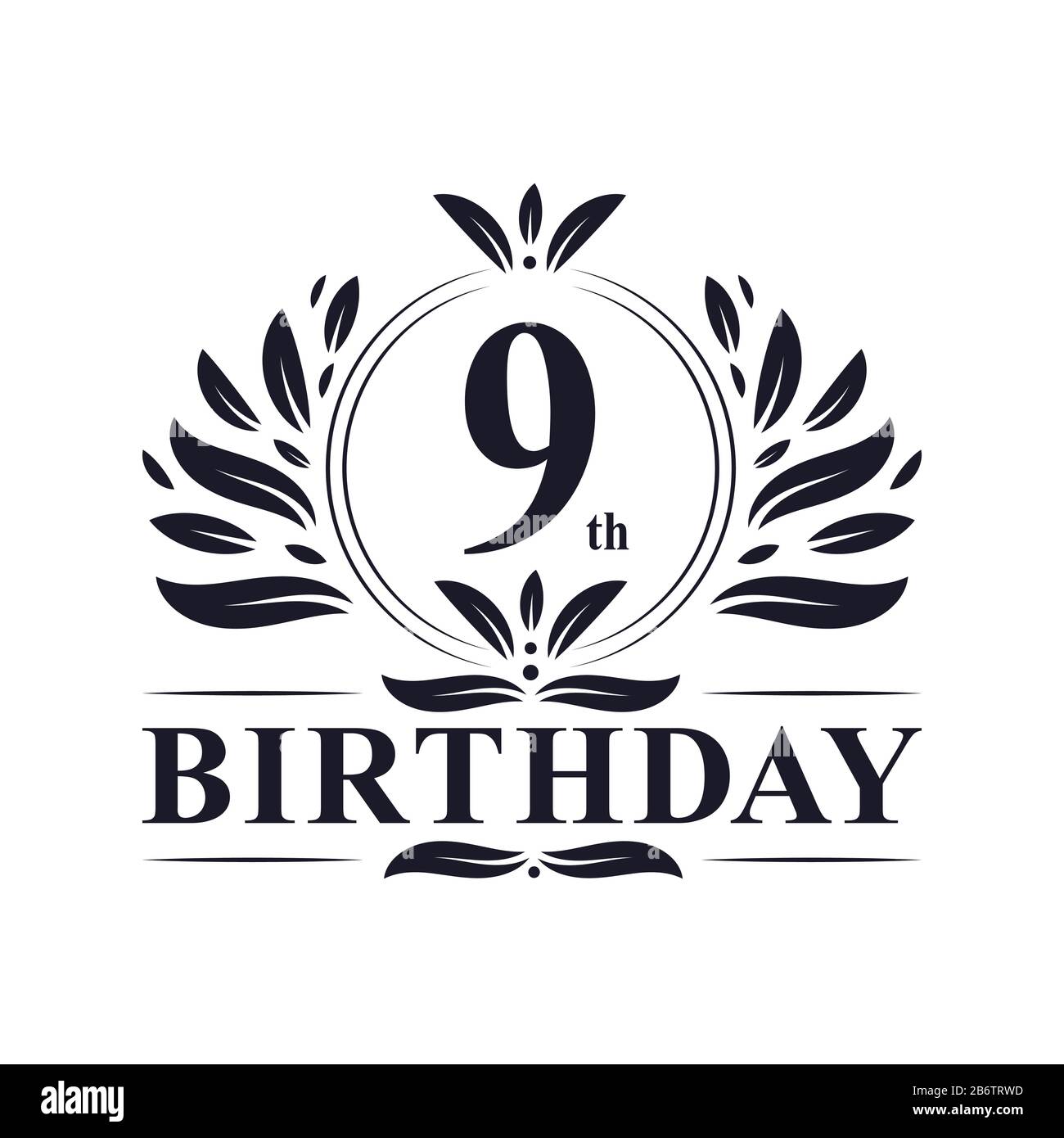 9 years Birthday logo, luxury 9th Birthday design celebration Stock