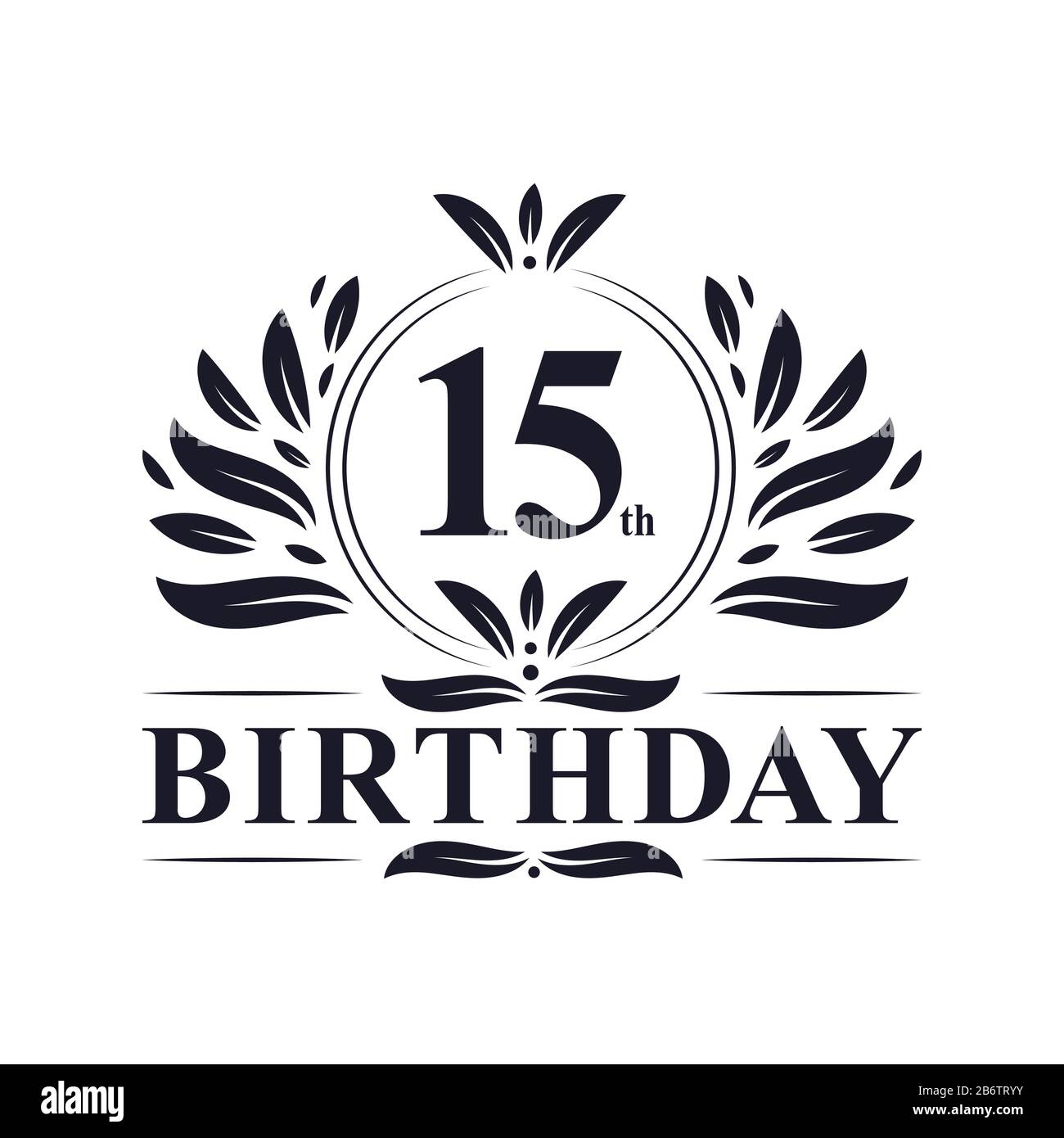 15th Birthday celebration, luxury 15 years Birthday logo design. Stock Vector