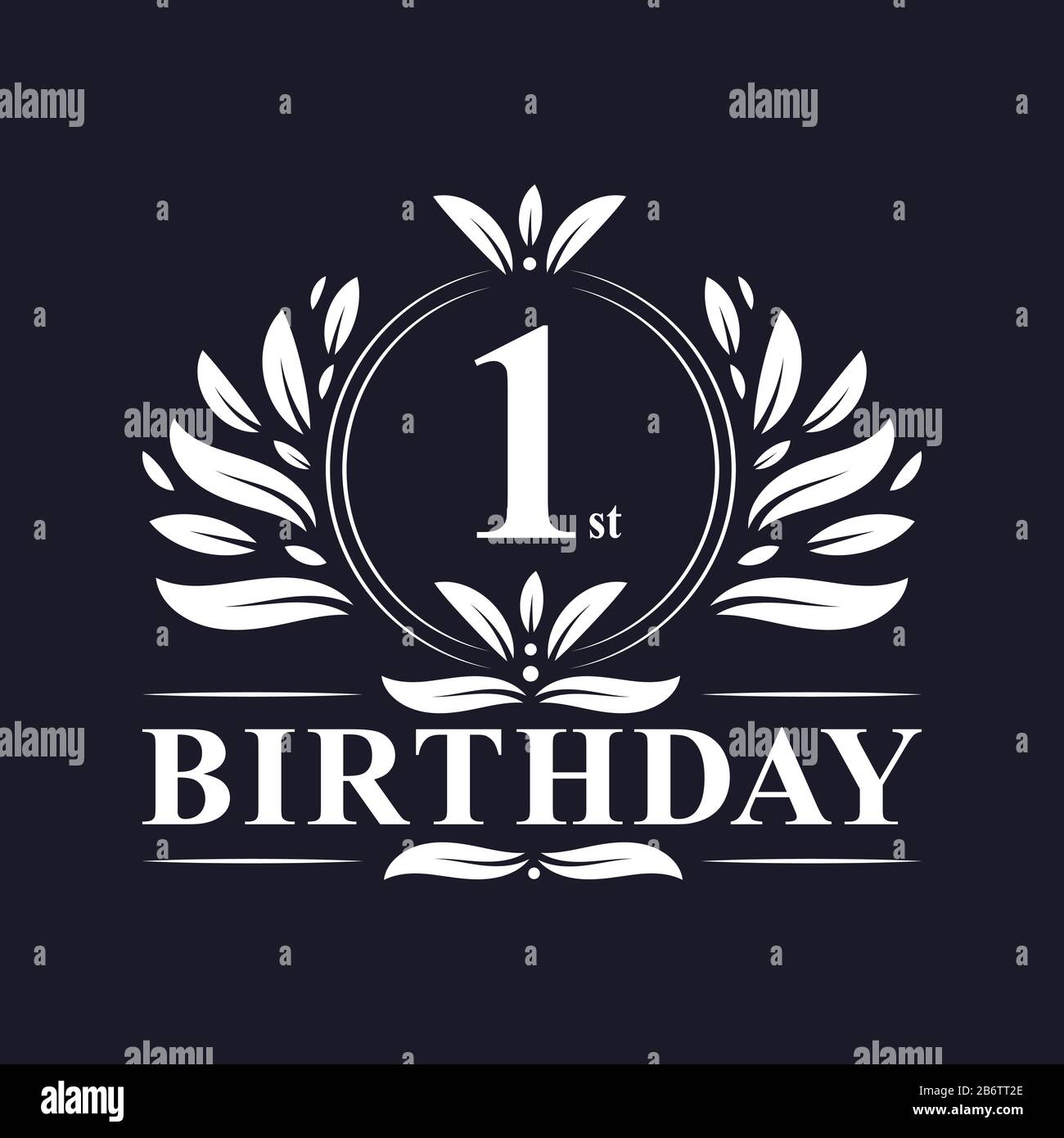 1st Birthday celebration, luxury 1 year Birthday logo design. Stock Vector