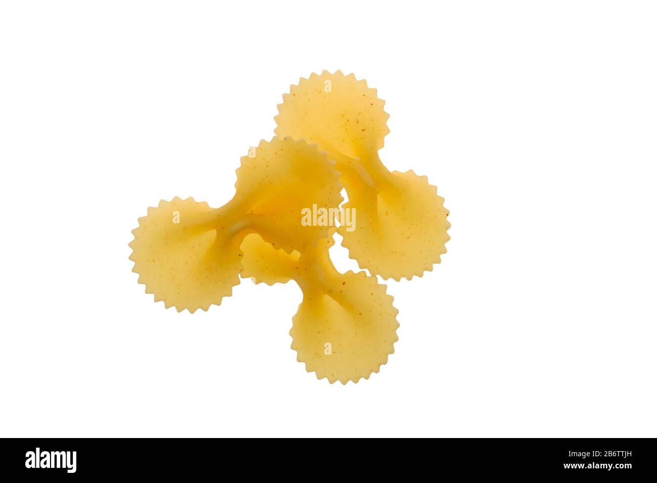 Top view of farfalle - bow tie pasta isolated on white Stock Photo