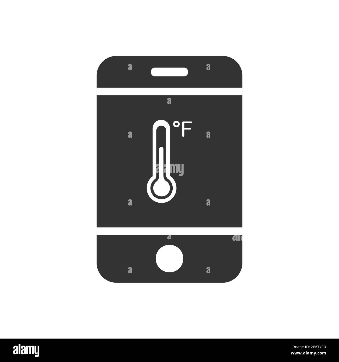 Vector icon of a mobile phone with a temperature sensor. Simple flat