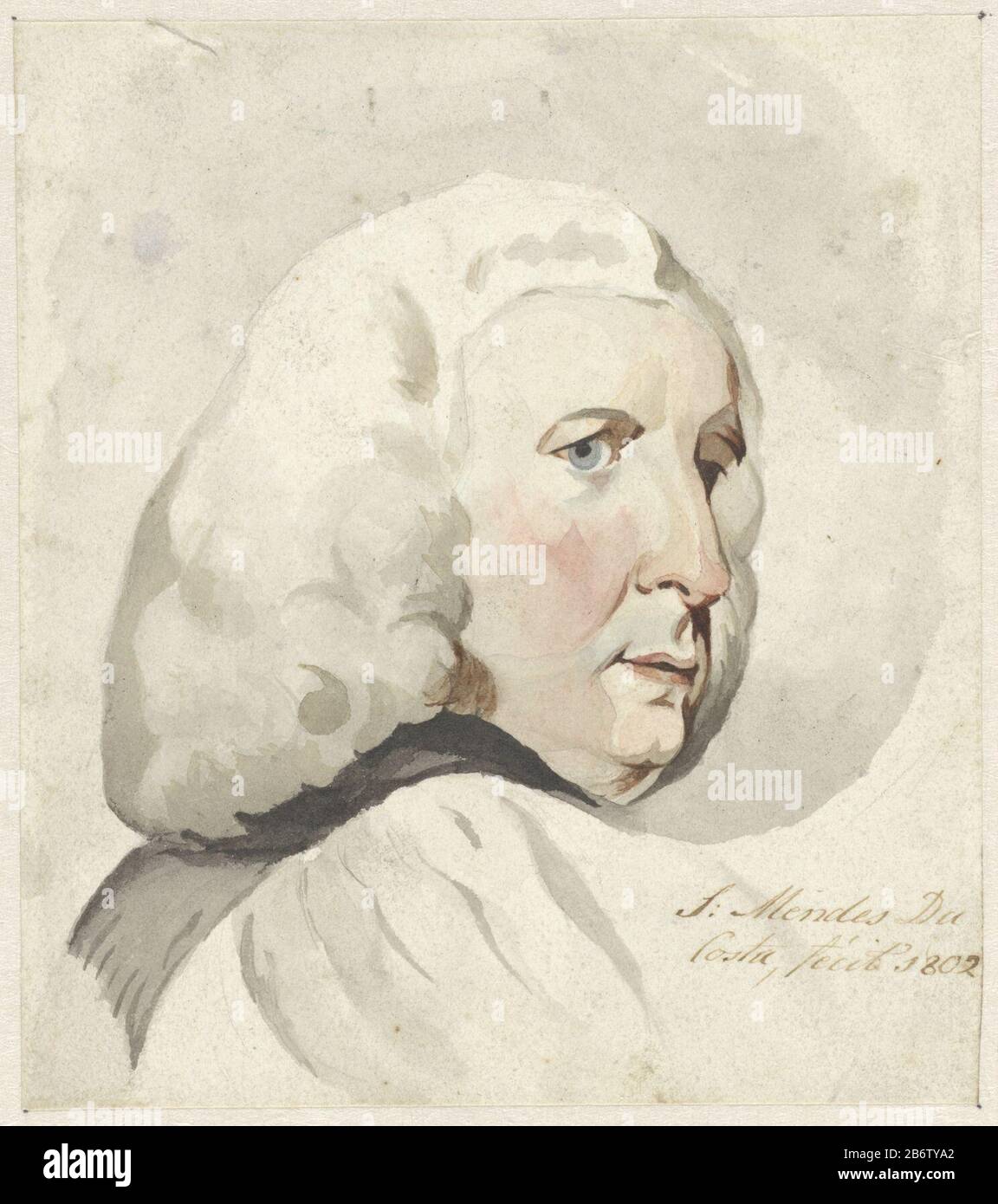 Hoofd van een man, naar rechts Head of a man to the right object type: drawing watercolor Item number: RP-T 1943-63 Manufacturer : artist: Samuel Henri Mendes da Costa Date: 1802 Physical features: pencil, paintbrush in colors in watercolor materials: paper pencil watercolor technique : brush dimensions: h 140 mm × W 124 mm Stock Photo
