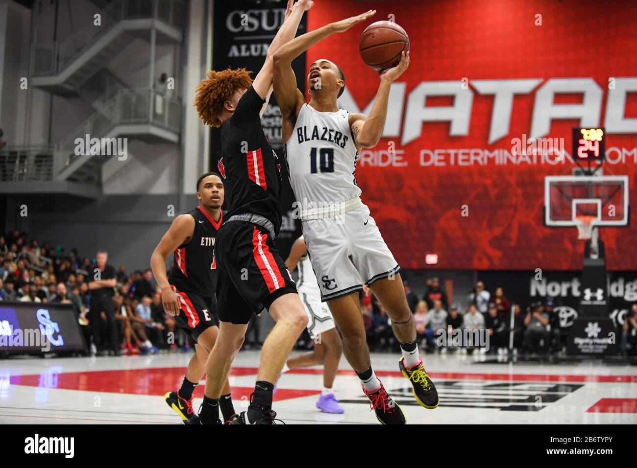 Sierra Canyon Trailblazers guard Amari Bailey (10) during a CIF State Open Division Southern Regional final high school basketball game against Etiwanda, Tuesday, March 10, 2020, in Northridge, California, USA. (Photo by IOS/Espa-Images) Stock Photo