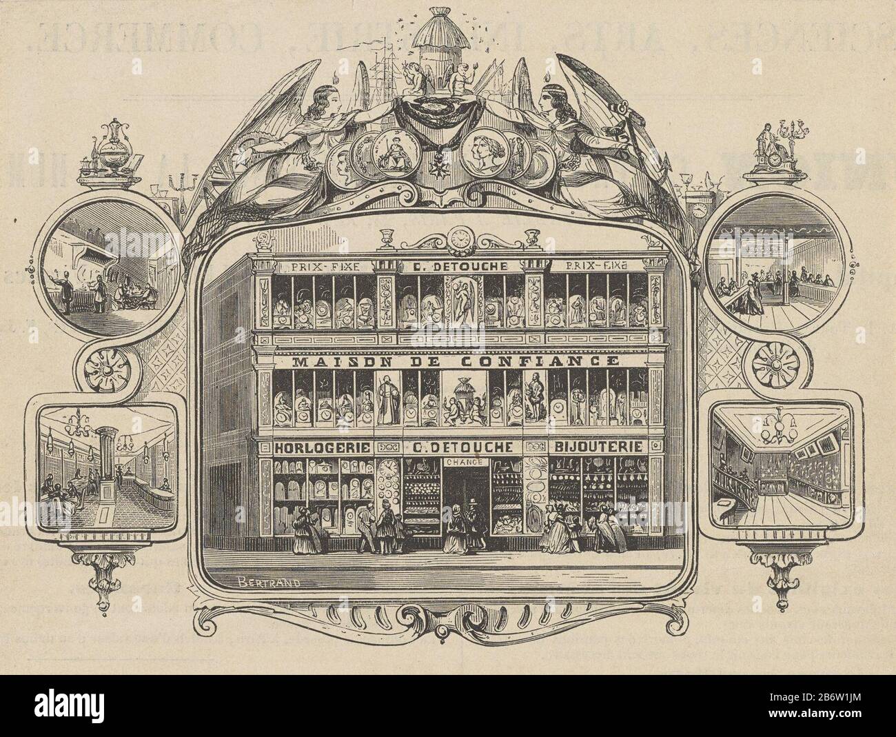 Horlogerie en bijouterie C Detouche te Parijs A presentation of the  exterior and four performances of the interior of the shop C. Detouche to  Parijs. Manufacturer : printmaker: Isaac Weissenbruchstraat to design: