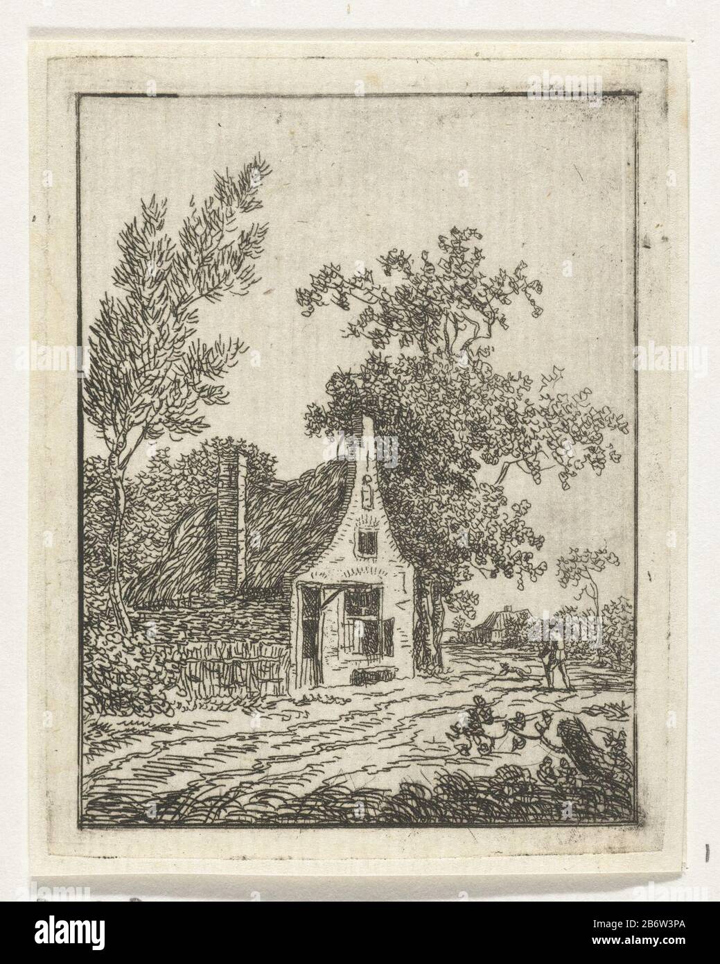 Huis met halsgevel tussen bomen House halsgevel between trees Object type: picture Item number: RP-P-BI 2878Catalogusreferentie: Collection Rijksmuseum 1 (2) Note: Based on the copies inscriptions / Brands present in the Rijksmuseum: collector's mark, verso, stamped : Lugt 2228 Manufacturer : print maker: Anthonie van den Forest site manufacture: the Netherlands Date: 1778 - 1838 Physical characteristics: etching material: paper Technique: etching dimensions: plate edge: h 82 mm × b 64 mm Subject: landscapes Stock Photo