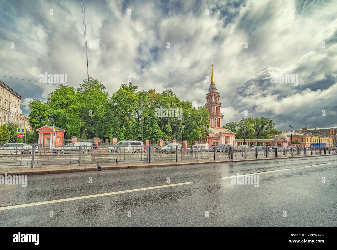 Saint Petersburg, Russia - July 6, 2018: Ligovsky prospect, Cathedral of the Exaltation of the Holy Cross Stock Photo