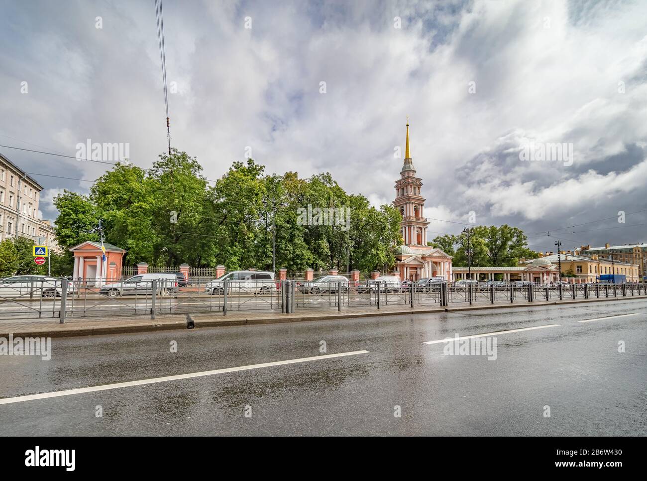 Saint Petersburg, Russia - July 6, 2018: Ligovsky prospect, Cathedral of the Exaltation of the Holy Cross Stock Photo