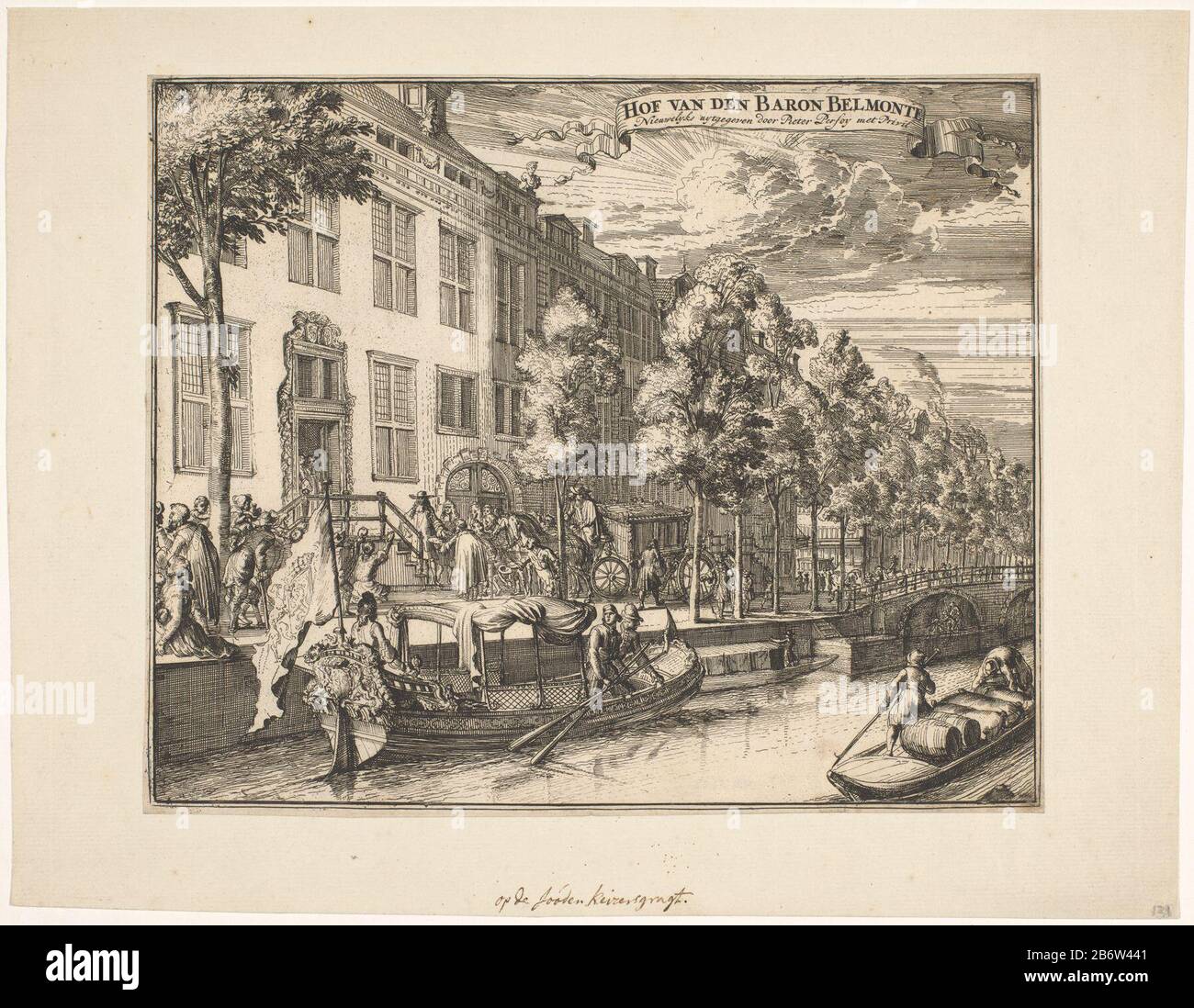 Huis van baron Manuel de Belmonte (Isaac Nunes) aan de Herengracht te Amsterdam Hof van den baron Belmonte (titel op object) Gezicht op het huis van baron Manuel de Belmonte, alias Isaac Nunes, aan de Herengracht (nu nummer 586) te Amsterdam. Voor het huis deelt een heer, Stock Photo