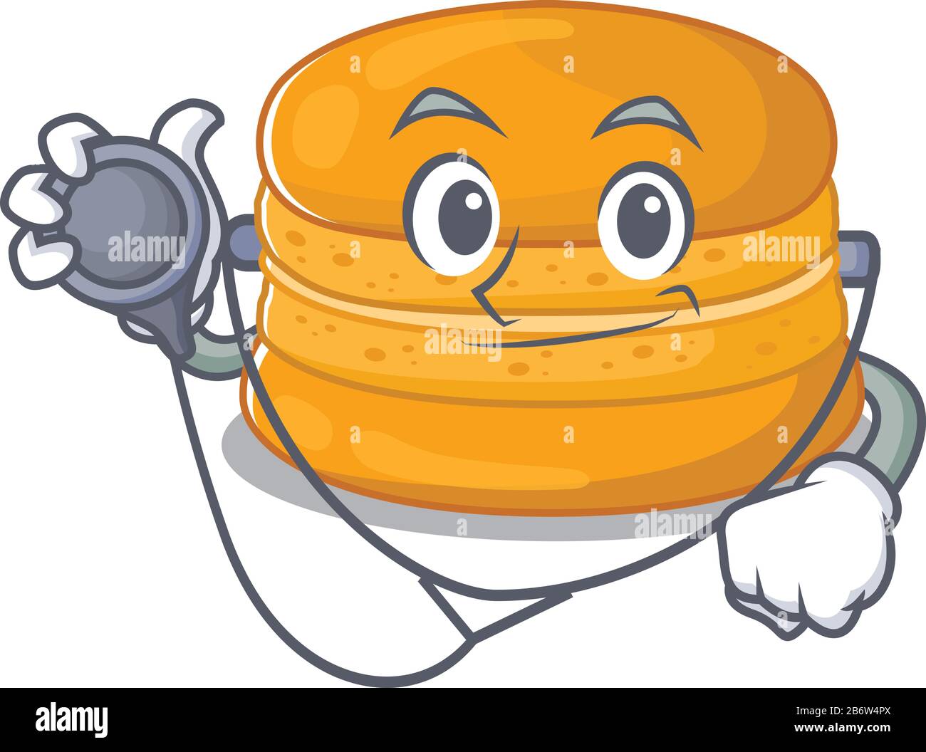 An Elegant Orange Macaron In A Doctor Cartoon Character With Tools Stock Vector Image Art Alamy
