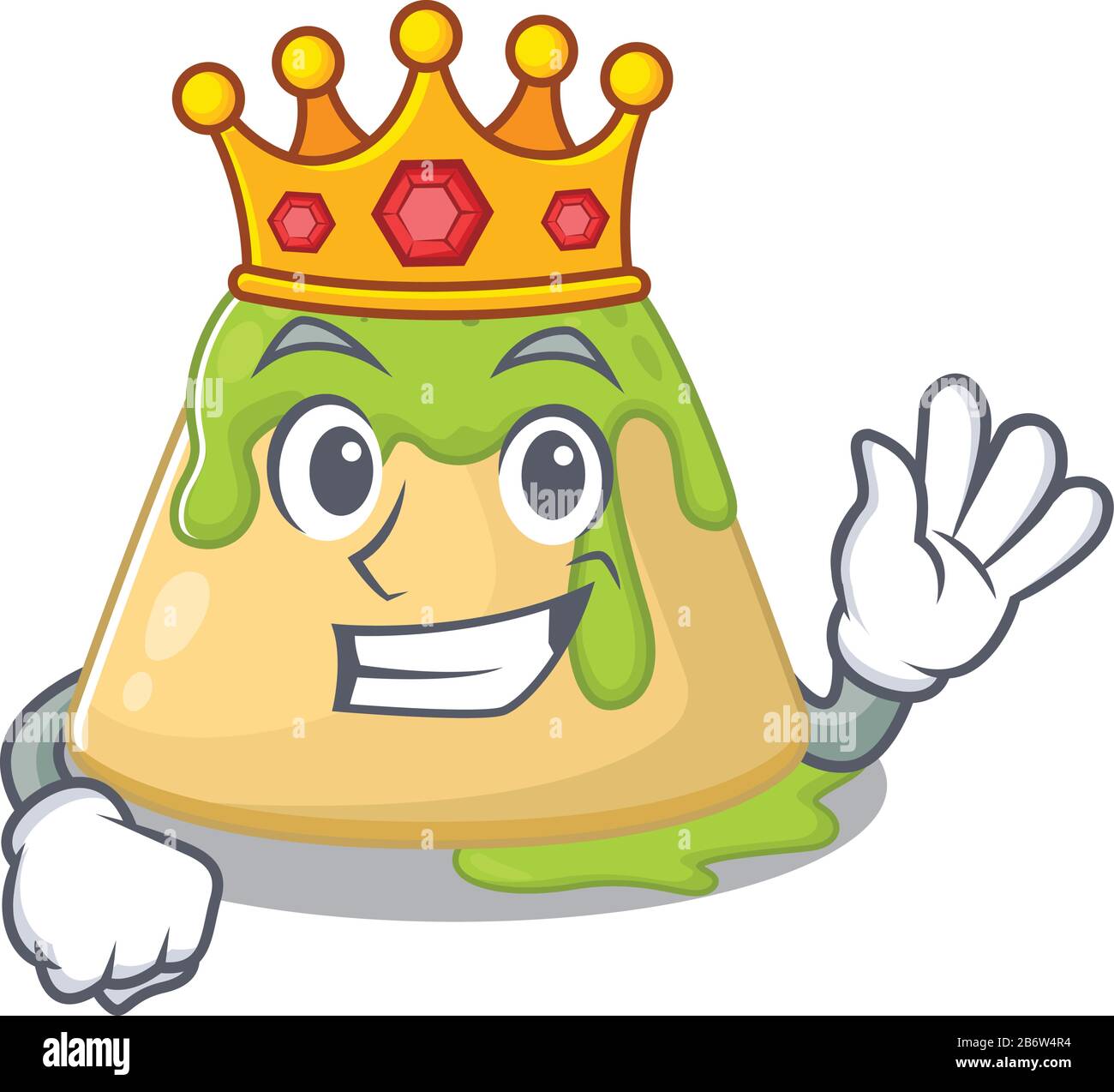 The Royal King of pudding green tea cartoon character design with crown