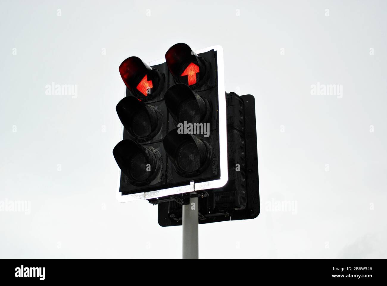 Traffic Light red lamp close up isolate day sky background Stock Photo ...