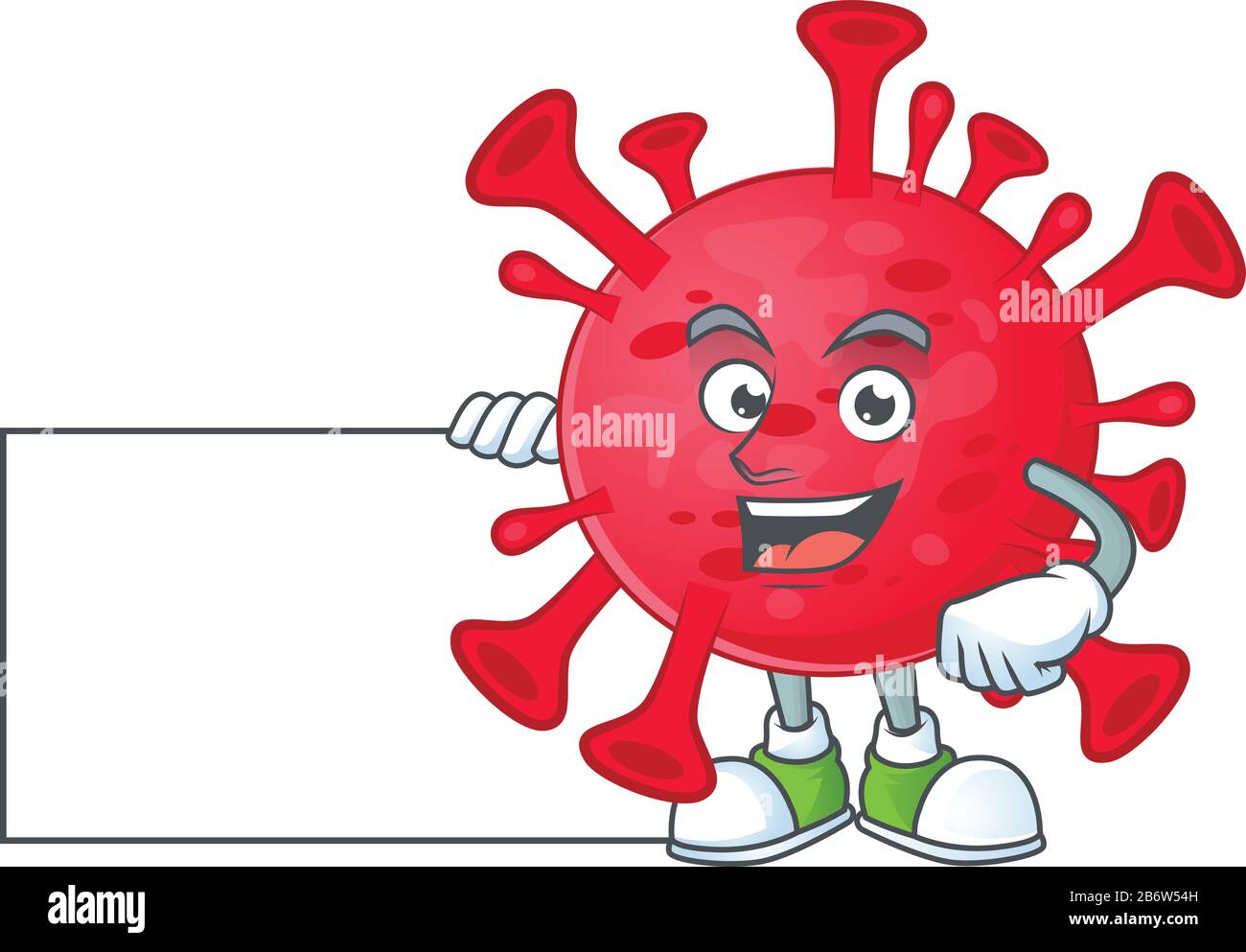 Funny Coronavirus Amoeba Cartoon Design Thumbs Up With A White Board Stock Vector Image Art Alamy