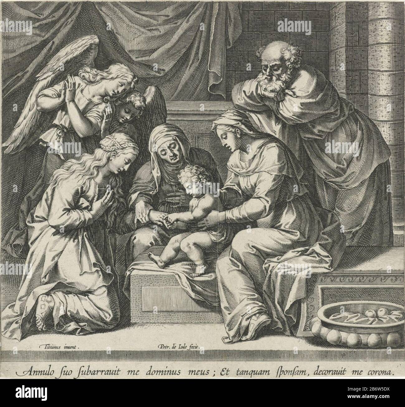 Saint Catherine of Alexandria, kneeling for Christ Child. Mary holds ...