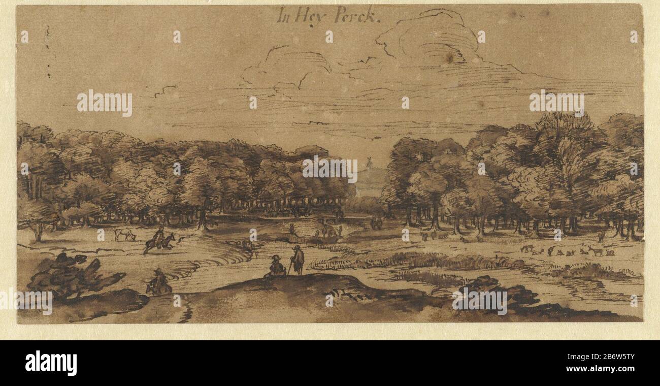 Hydepark te Londen Hyde Park, London, Object Type: drawing Object number: RP-T-1926-17 Manufacturer : draftsman: Michiel van Overbeek Date: 1699 - 1719 Physical characteristics: pen or brush in brown to light brown paper material: paper Ink Technique: pen / brush dimensions: h 102 mm × W 201 mm Subject: public gardens, park reversals or cities and villages (with NAME) names or historical buildings, sites, streets, and so on (with NAME) Where: Hyde Park Stock Photo