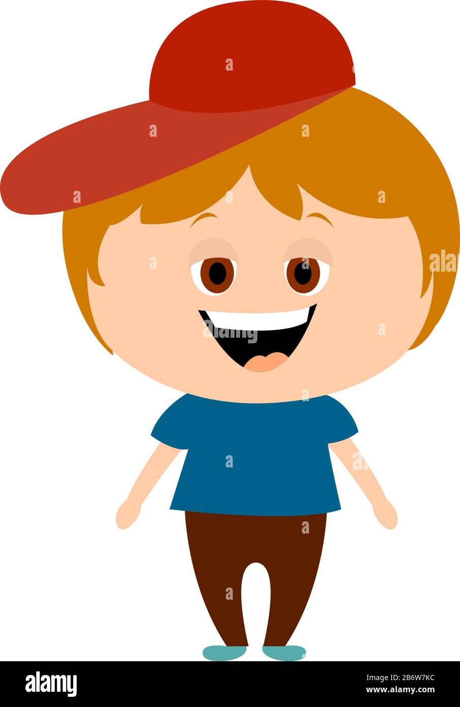 Boy with hat, illustration, vector on white background Stock Vector ...