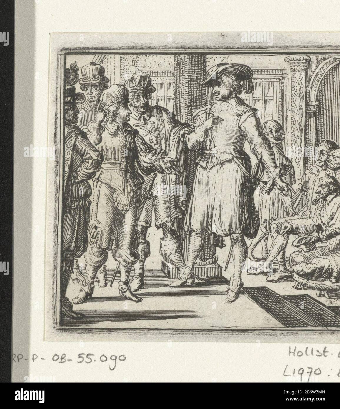 Illustratie voor de Decamerone van Boccaccio Illustration for the Decameron of Boccaccio, history LVI. Michiel Scalso discusses with a group mannen. Manufacturer : print maker: Romeyn the Hooghe To own design: Romeyn the Hooghe (attributed to) Place manufacture: The Netherlands Date: 1697 Physical characteristics: etching material: paper Technique: etching dimensions: plate edge: h 77 mm × b 78 mmToelichtingIllustratie for: Contes et nouvelles the Bocace Florentin. Traduction libre, 2 parts, Amsterdam, George Gallet, 1697. Subsequent editions of the same illustrations from 1699, 1702, 1732. Su Stock Photo
