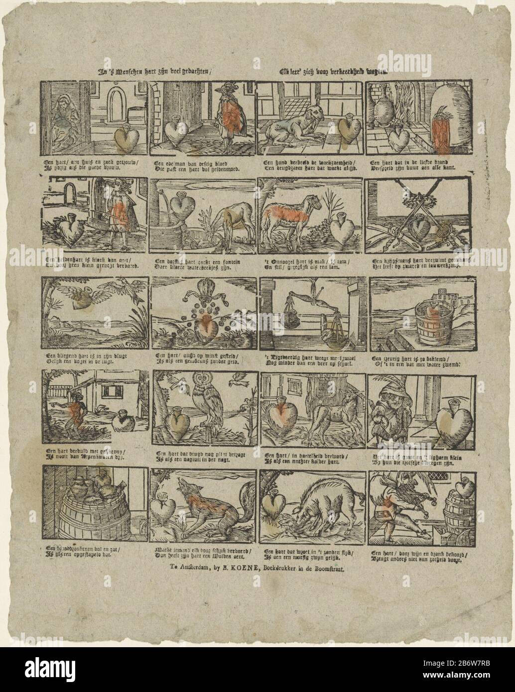In S Menschen Hart Zijn Veel Gedachten Elk Leer Zich Voor Verkeerdheid Wagten Titel Op Object Leaf With 20 Representations Of Expressions With The Word Heart Beneath Each Image Is A Two Line