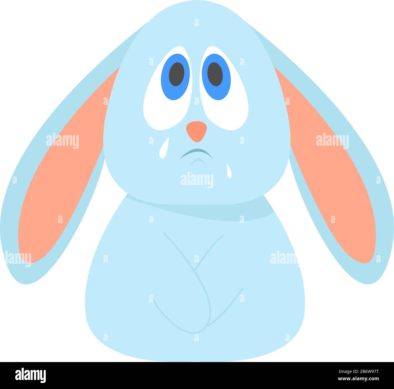 Crying rabbit, illustration, vector on white background. Stock Vector