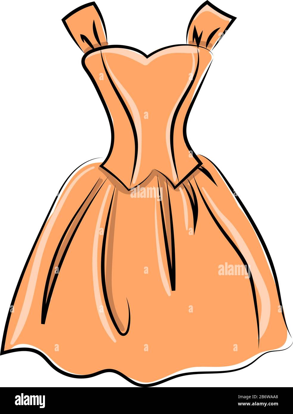 Orange dresses, illustration, vector on white background Stock Vector