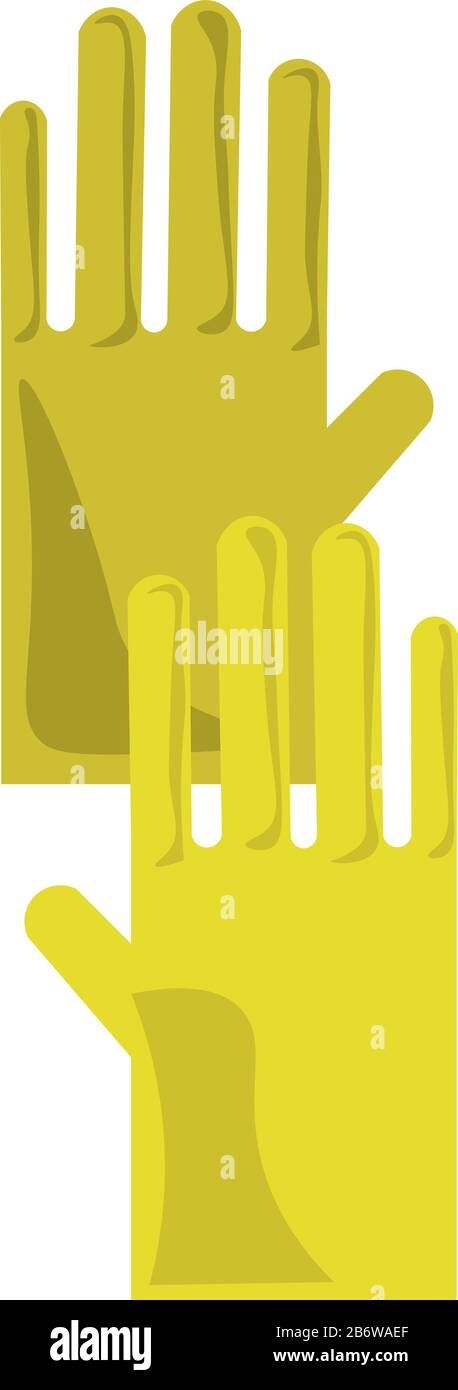 Yellow gloves, illustration, vector on white background Stock Vector