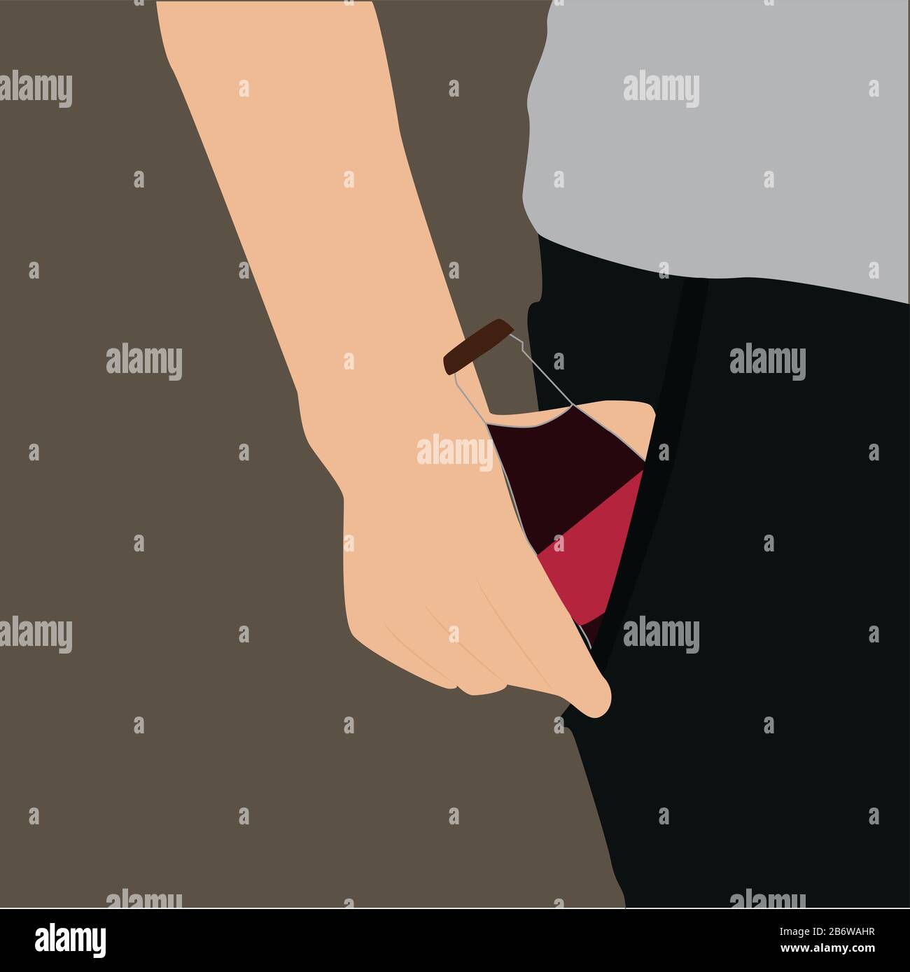 Soda in pocket, illustration, vector on white background. Stock Vector