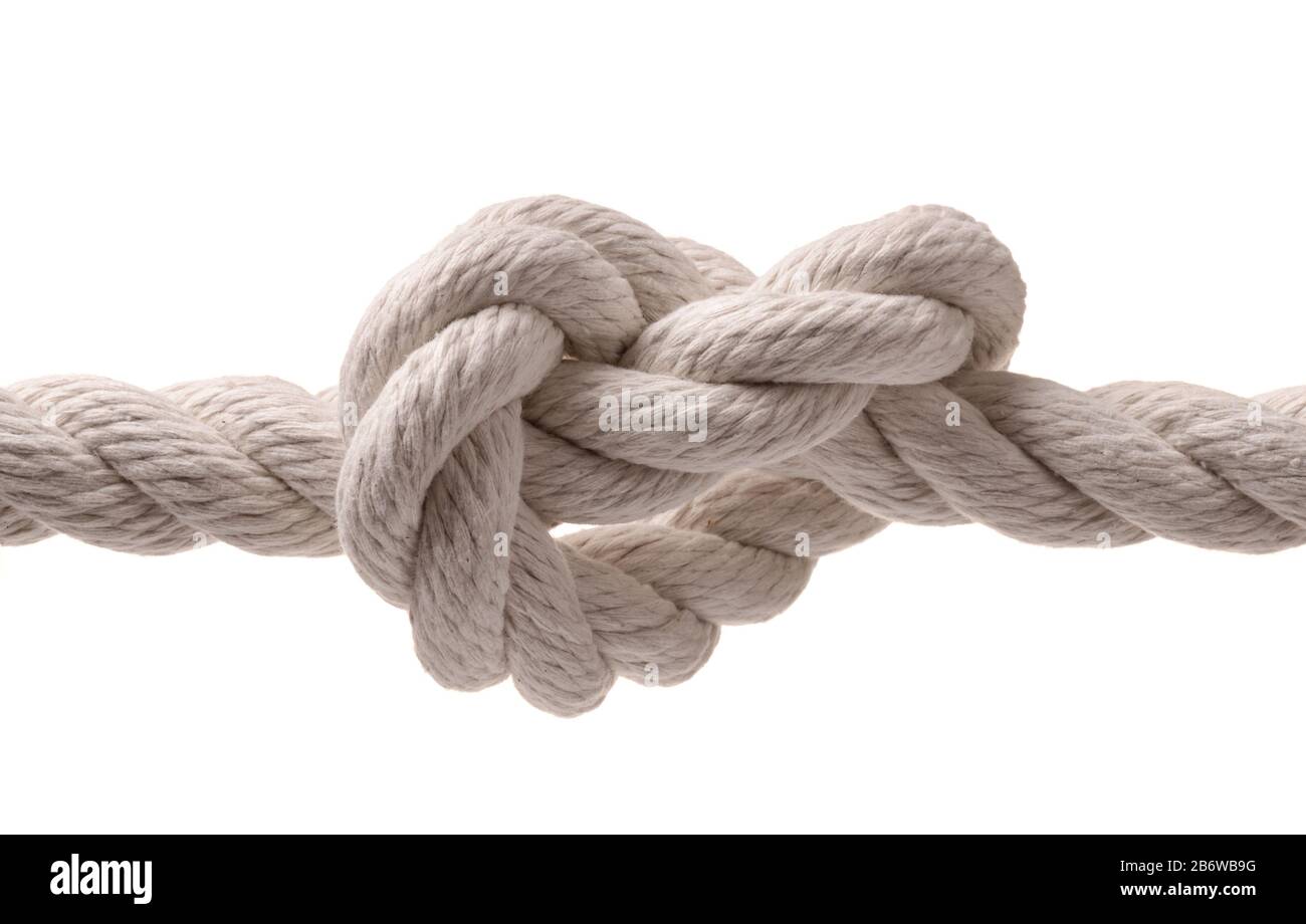 Rope with knot isolated on white Stock Photo