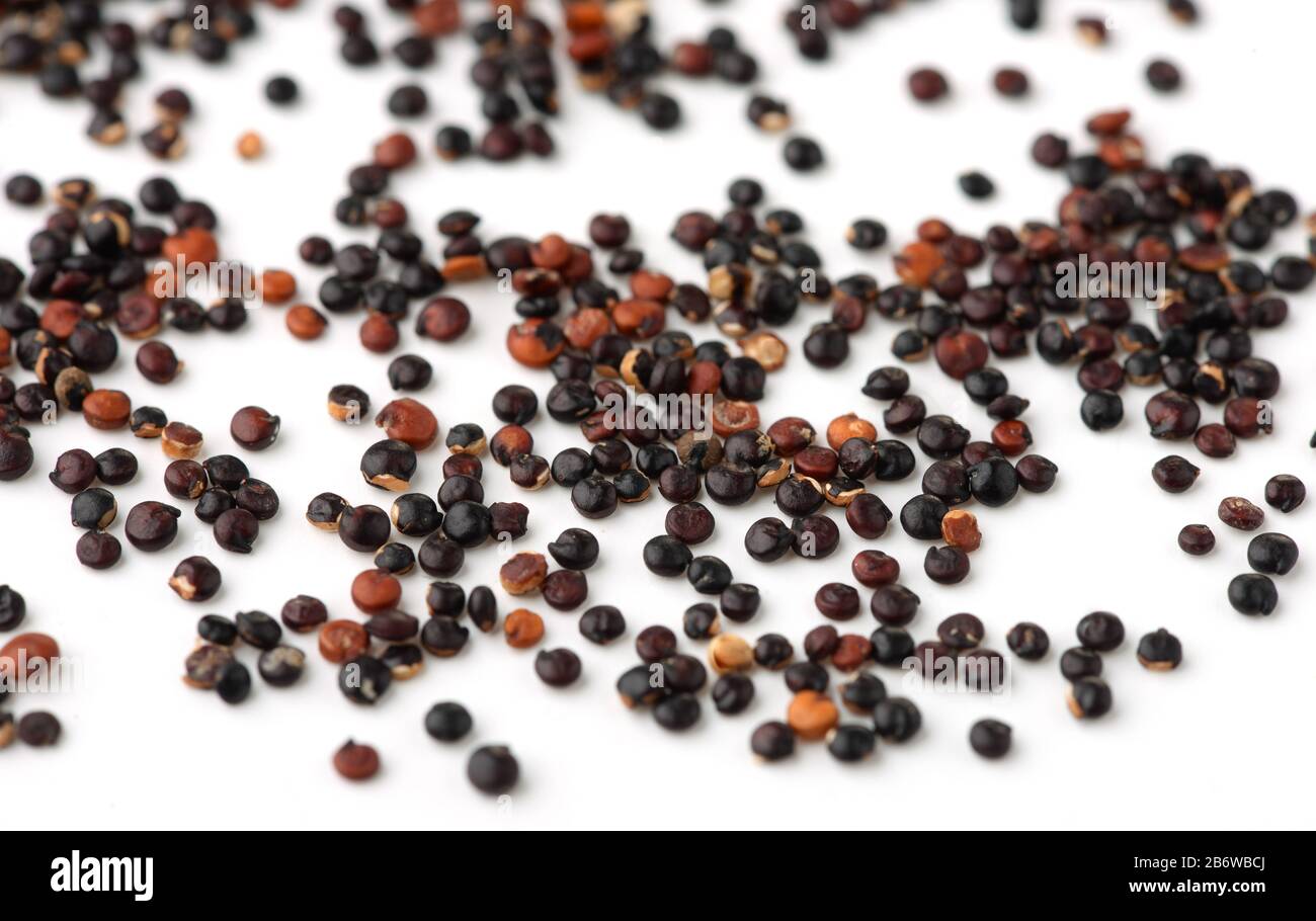 Black quinoa seeds isolated on white Stock Photo