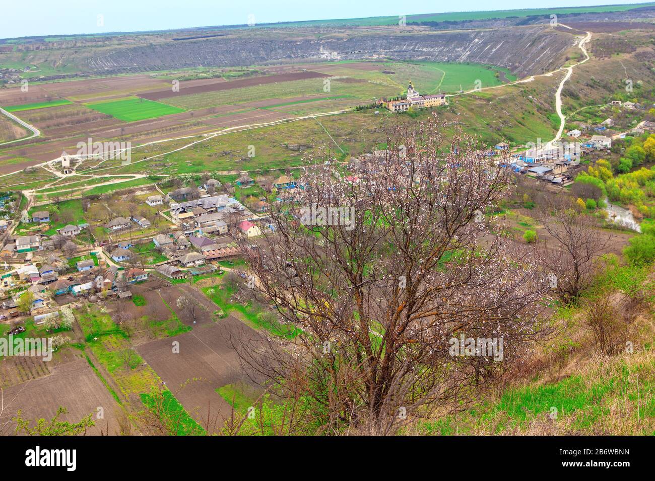 aerial scenery of village in the springtime Stock Photo - Alamy