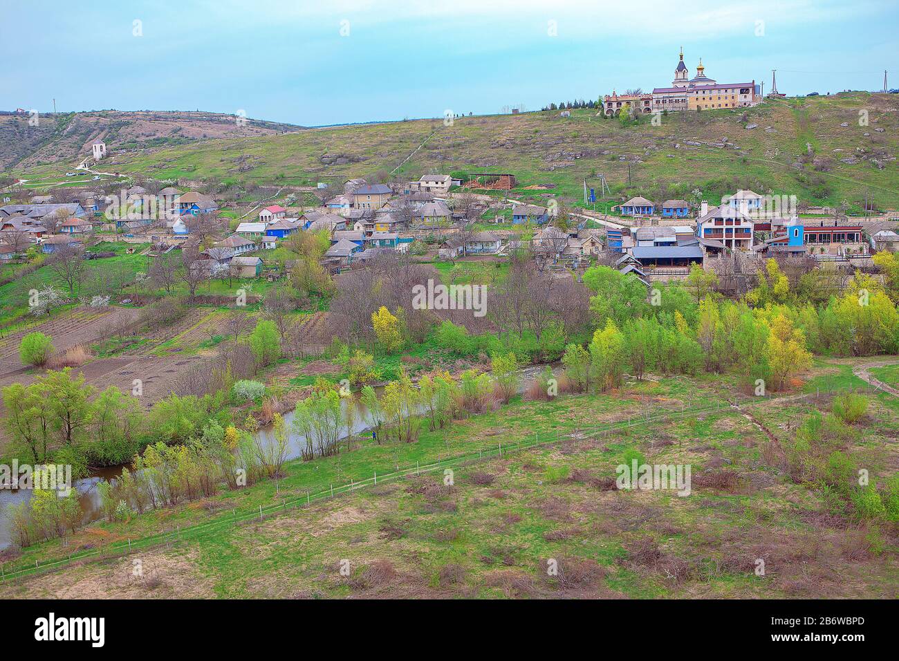 rustic settlement scenery , panorama of the village Stock Photo - Alamy
