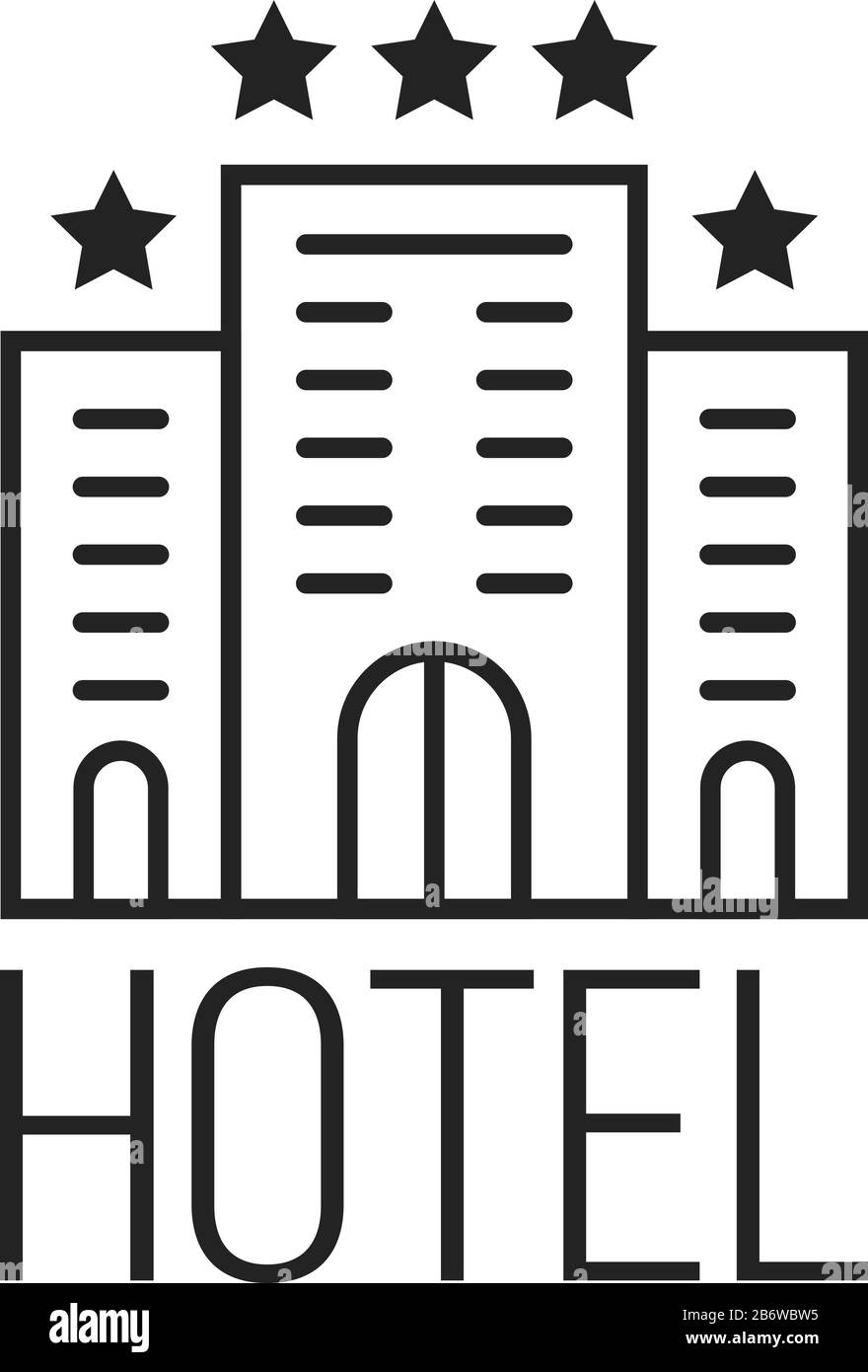 linear simple icon of luxury hotel with stars Stock Vector