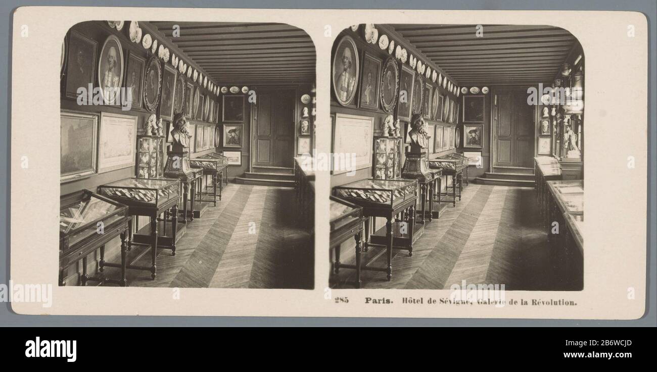 Interior of the Galerie de la Révolution in the Hôtel de Sevigne Paris Paris. Hôtel de Sevigne, Galerie de la Révolution (title object) Property Type: Stereo picture Item number: RP-F 00-8957 Inscriptions / Brands: number, recto, printed: '285'opschrift, verso, printed: Neue Gesellschaft Photo A.- G. Steglitz-Berlin 1904.' Manufacturer : Photographer: Neue Photo Gesellschaft (listed property) Place manufacture: Paris Date: 1904 Material: cardboard paper technique: gelatin silver print dimensions: Secondary medium: H 88 mm × W 179 mm Subject: hôtel, ie small palace in the city - AA - civic arch Stock Photo