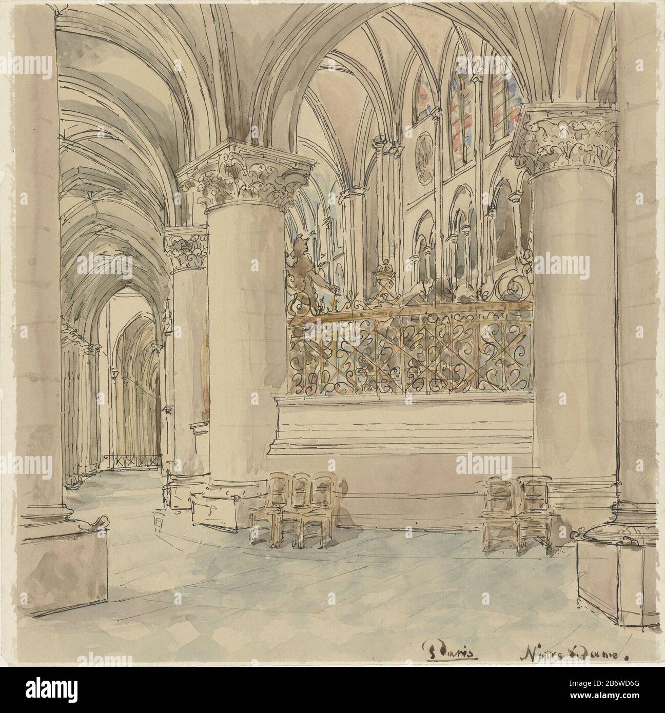 Interieur Van De Notre Dame Te Parijs Interior Of The Notre Dame De Paris Object Type Drawing Watercolor Item Number Rp T 1937 86 Manufacturer Artist Wilhelm Cornelis Bauer Date 1872 1904 Physical Features
