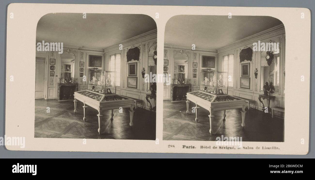 Interior of the Salon de Ville Lies in the Hôtel de Sevigne Paris Paris. Hôtel de Sevigne, le Salon de Liesville (title object) Property Type: Stereo picture Item number: RP-F 00-8959 Inscriptions / Brands: number, recto, printed: '288'opschrift, verso, printed: Neue Gesellschaft Photo A.- G. Steglitz-Berlin 1904.' Manufacturer : Photographer: Neue Photo Gesellschaft (listed property) Place manufacture: Paris Date: 1904 Material: cardboard paper technique: gelatin silver print dimensions: Secondary medium: H 88 mm × W 179 mm Subject: hôtel, ie small palace in the city - AA - civic architecture Stock Photo