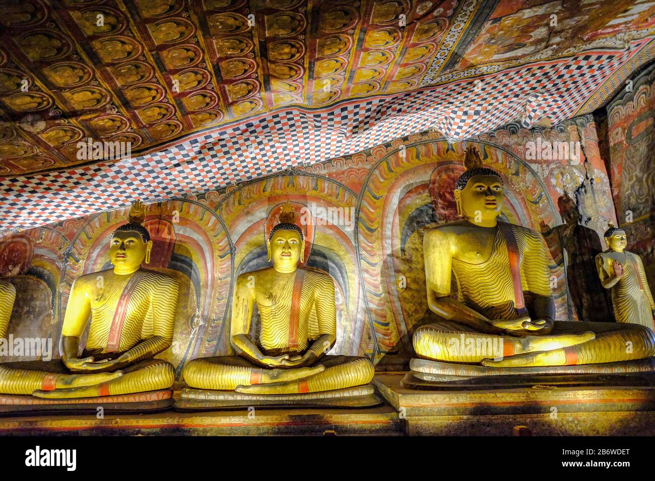 Dambulla, Sri Lanka - February 2020: Buddha statue inside Dambulla cave temple on February 8, 2020 in Dambulla, Sri Lanka. Stock Photo