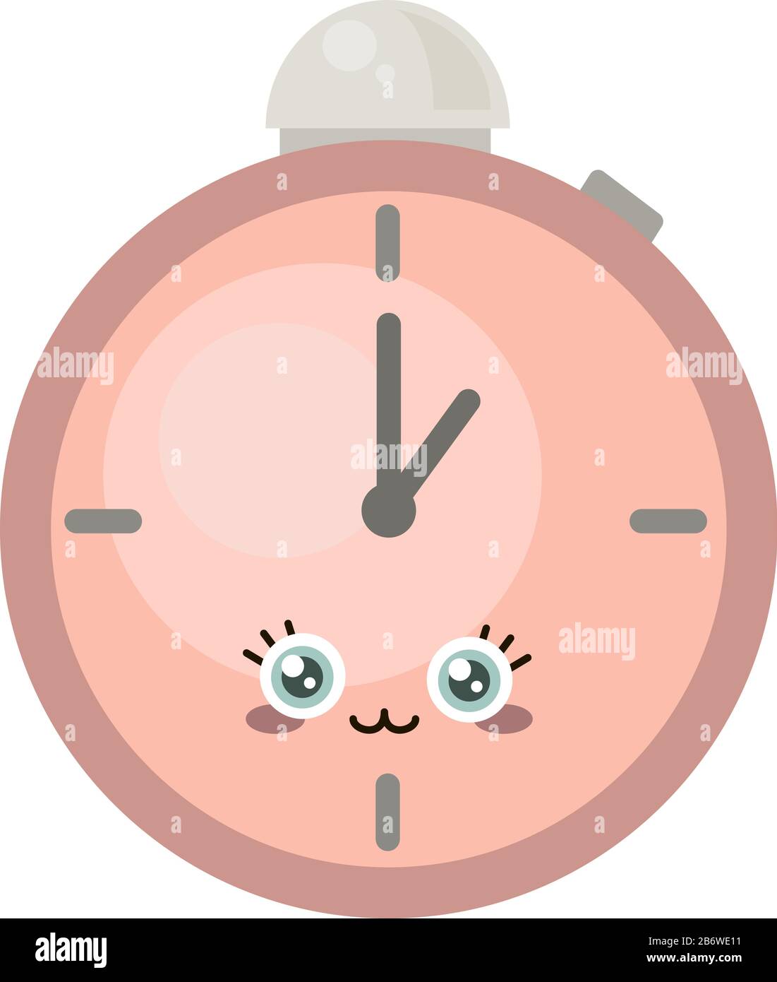 Pink clock, illustration, vector on white background. Stock Vector