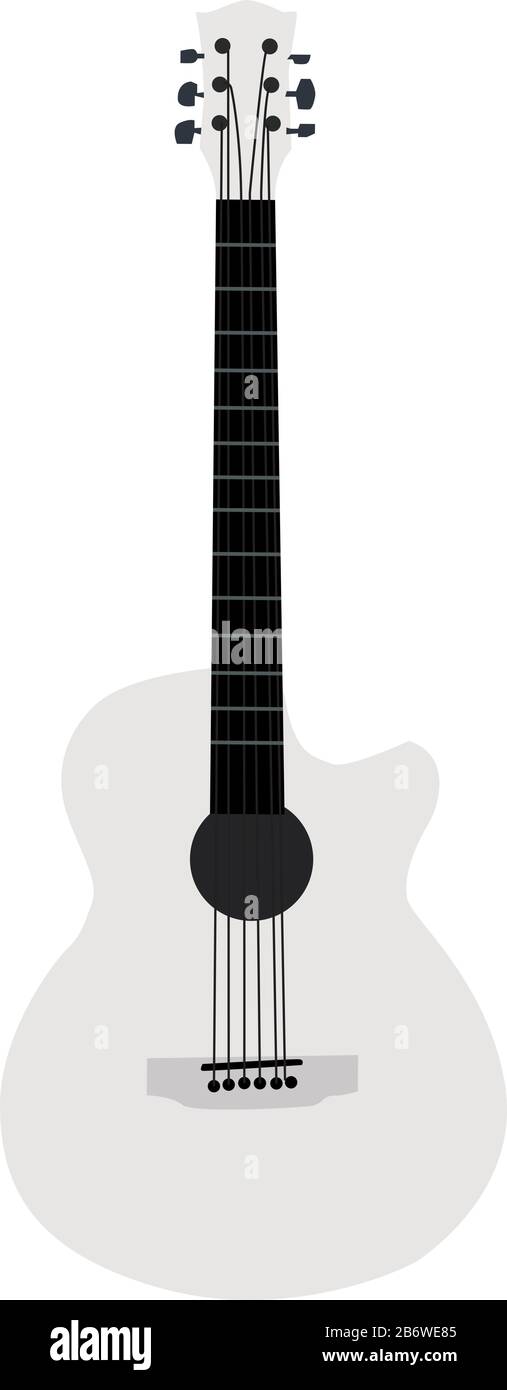 White guitar, illustration, vector on white background. Stock Vector