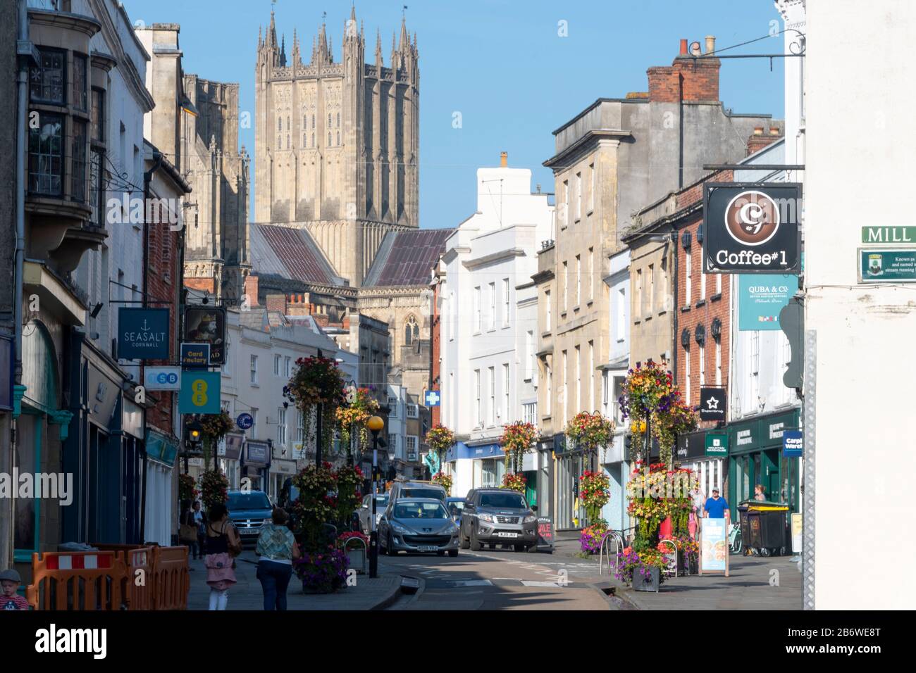High Street, Wells, Somerset, England Stock Photo Alamy