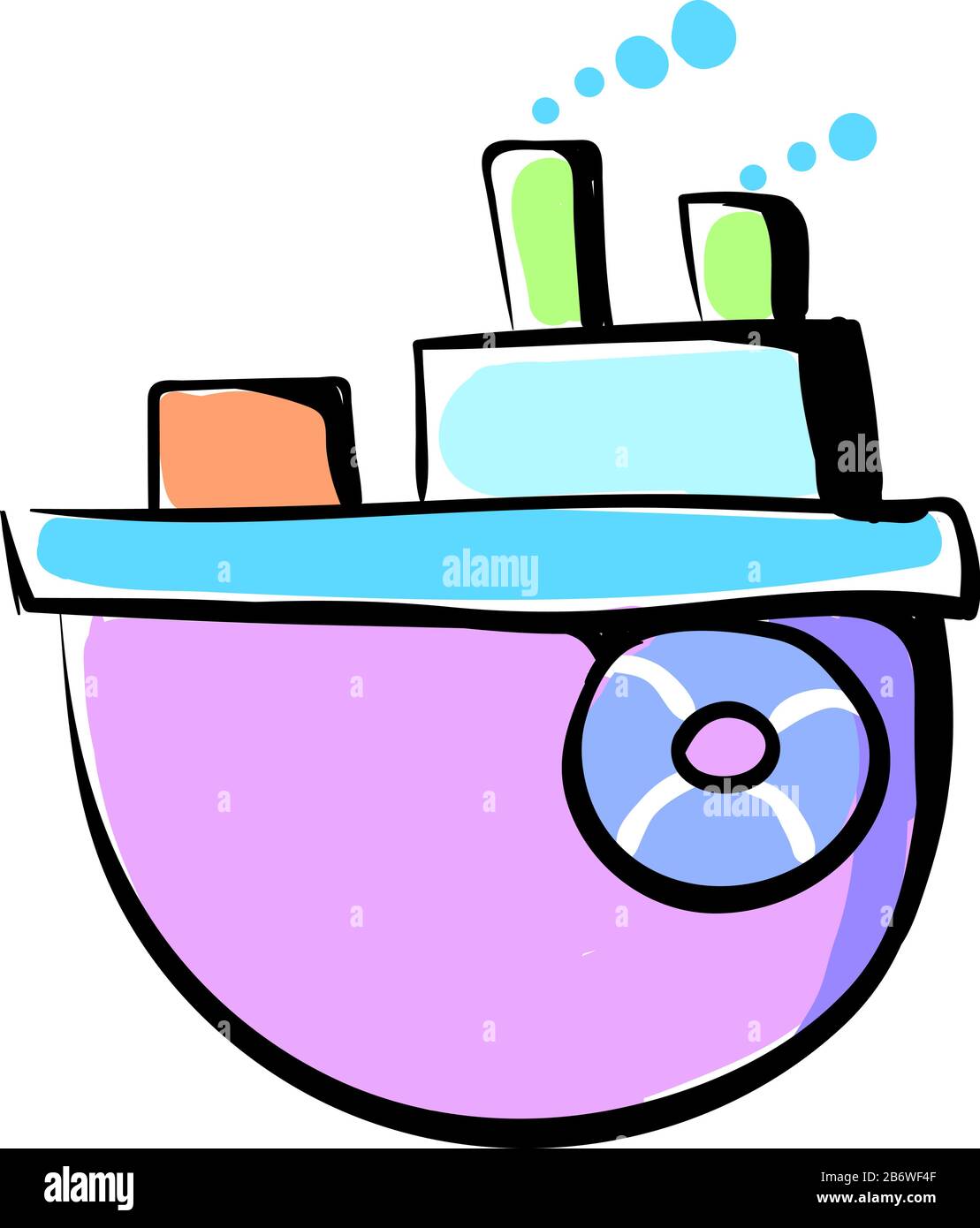 Multicolor ship, illustration, vector on white background. Stock Vector