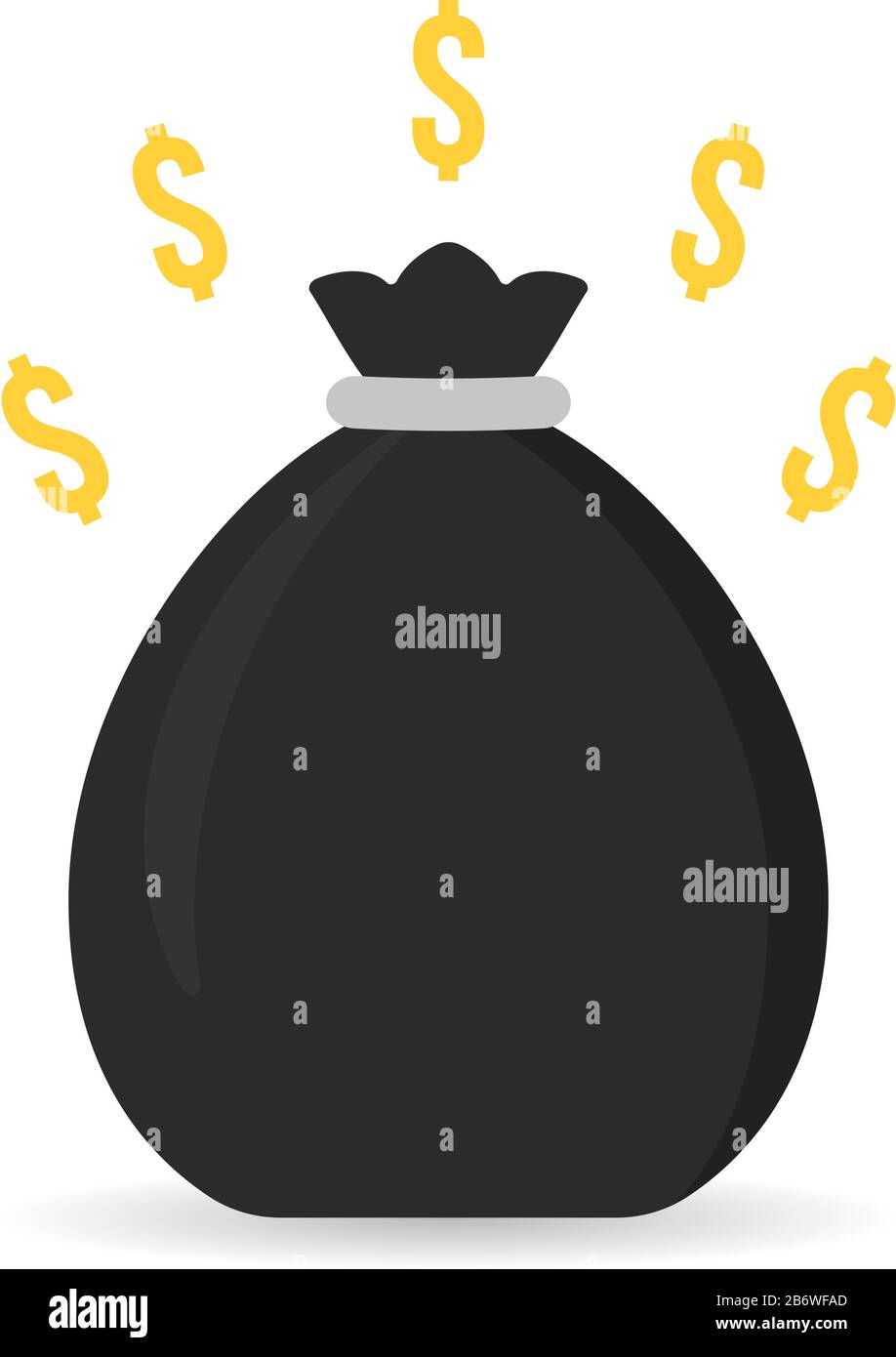 black money bag icon with shadow Stock Vector