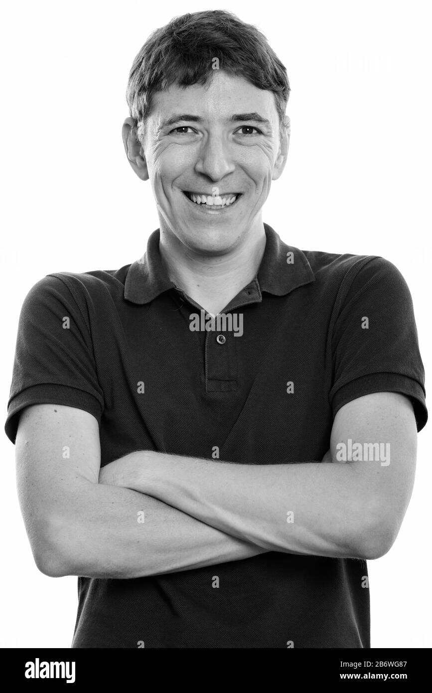 Confident smiling male 30s Black and White Stock Photos & Images - Alamy