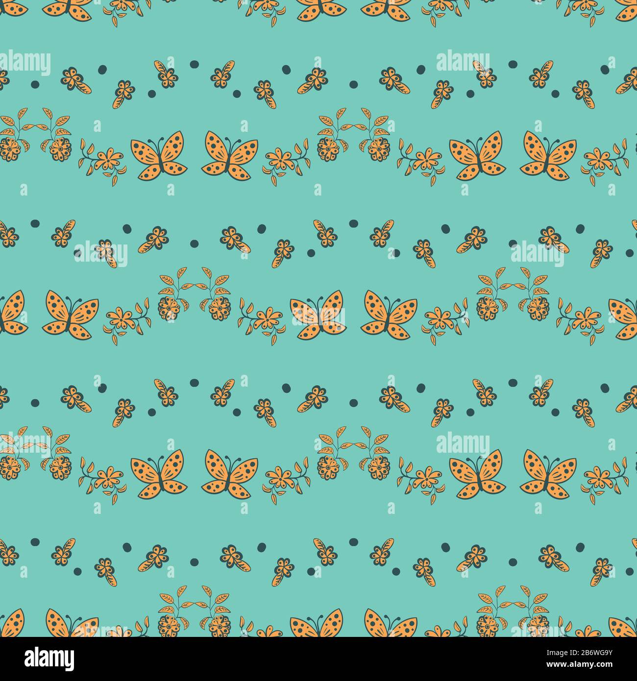 flowes and butterflies seamless vector pattern Stock Vector