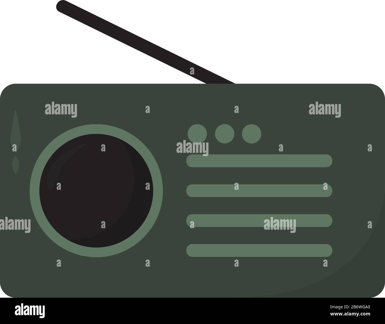 Old green radio, illustration, vector on white background. Stock Vector