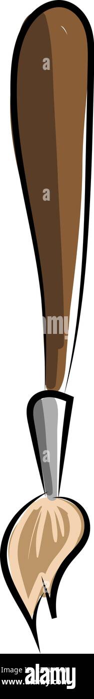 Brown paint brush, illustration, vector on white background. Stock Vector